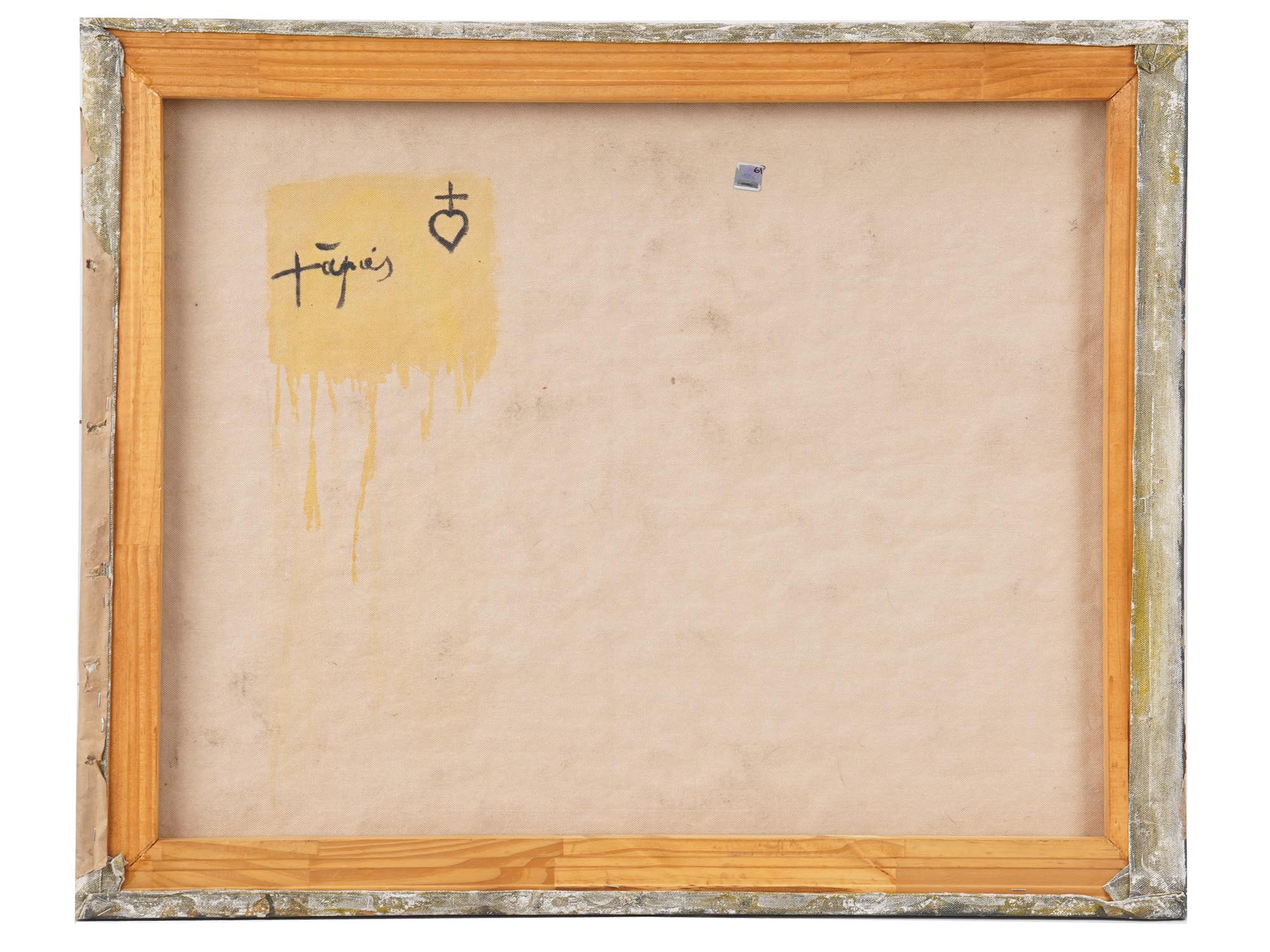 MID CENTURY ABSTRACT PAINTING BY ANTONI TAPIES PIC-3